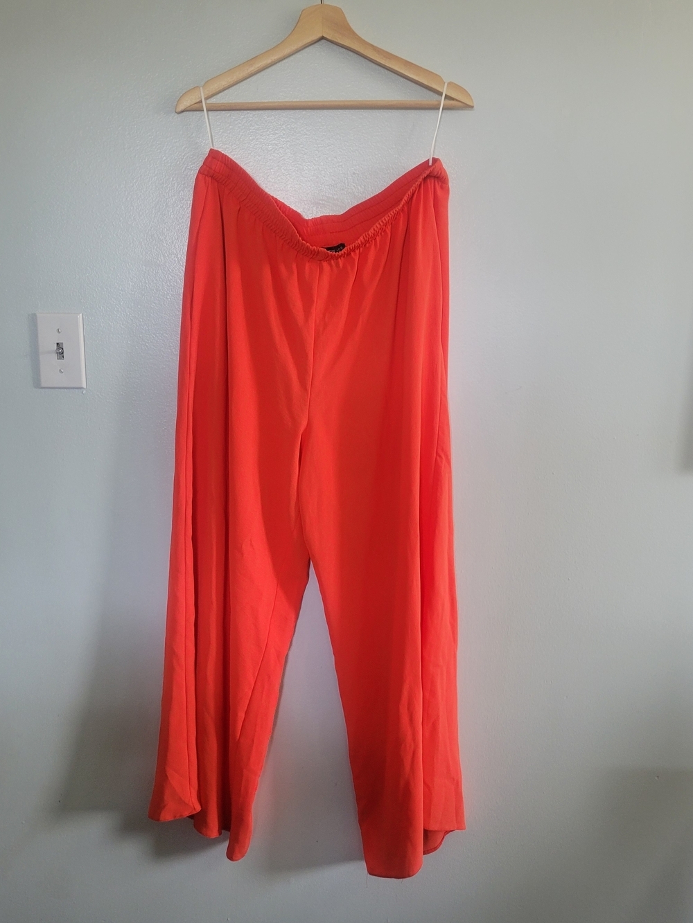 NEW LOOK Wide Leg Palazzo Pants Size US 12 Coral/Orange High Rise Flowy - Picture 4 of 14